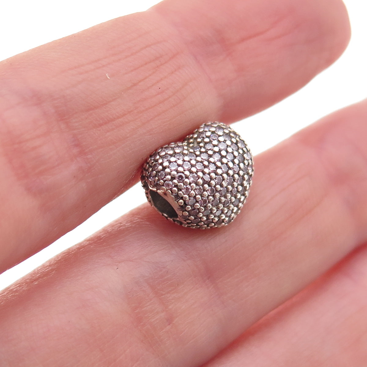 Pandora 925 Sterling Silver Pink C Z Heart Clip Charm
