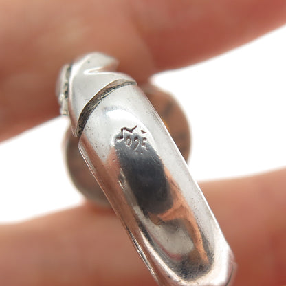 925 Sterling Silver Vintage Real Agate Modernist Oxidized Ring Size 13.25