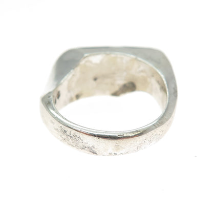 925 Sterling Silver Vintage Mexico Real Black Onyx Modernist Ring Size 6.25