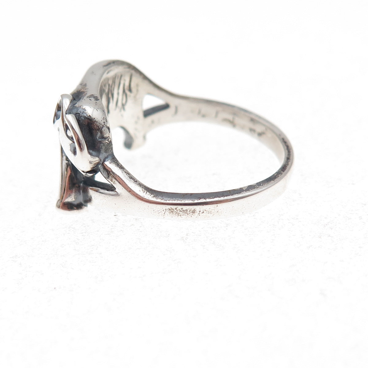 925 Sterling Silver Vintage Elephant Oxidized Ring Size 7.25