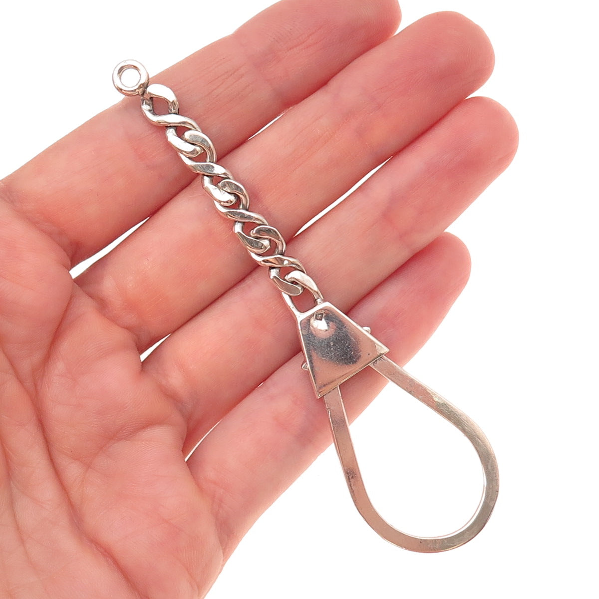 800 Silver Vintage Egypt Carabiner Key Chain Ring Holder