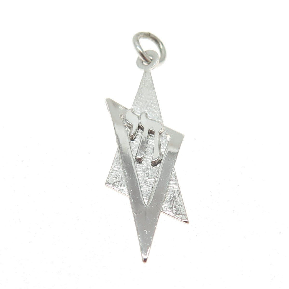 925 Sterling Silver Vintage Chai Judaica Star of David Modernist Pendant