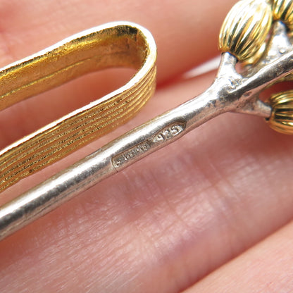 925 Sterling Silver 2-Tone Vintage Italy Ear of Wheat Miniature