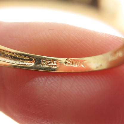 925 Sterling Silver Gold Plated Beaded Ring Size 7.25