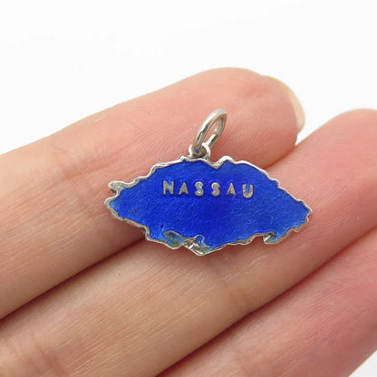 925 Sterling Silver Vintage England Thomas L Mott Enamel Nassau Island Pendant