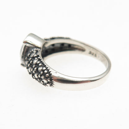 925 Sterling Silver Vintage Round-Cut C Z Oxidized Ring Size 5.25