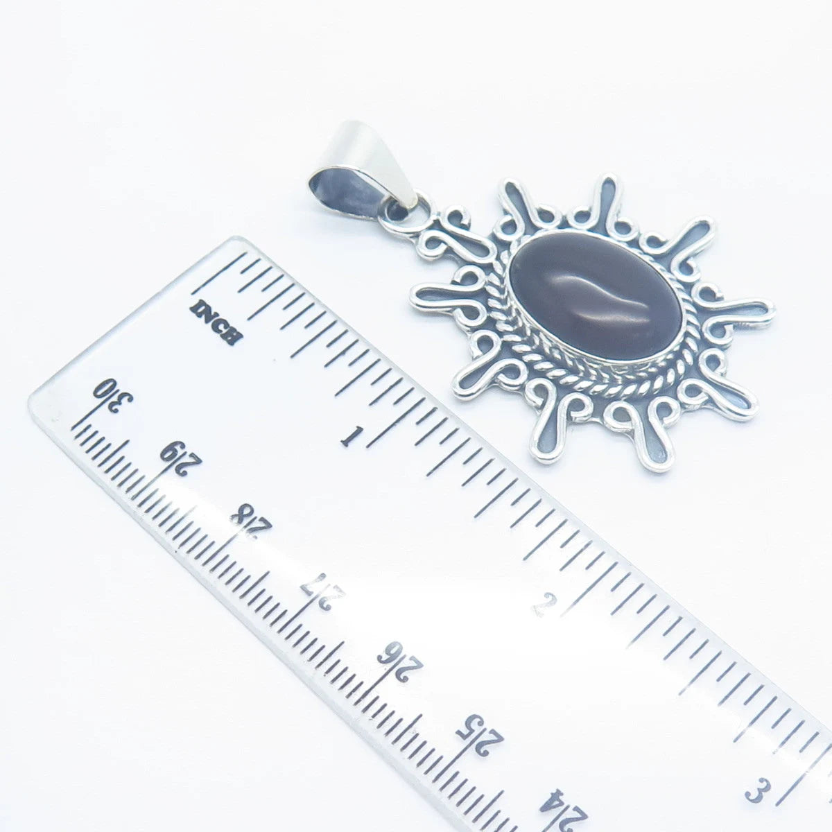 925 Sterling Silver Vintage Mexico Real Carnelian Gemstone Ornate Pendant