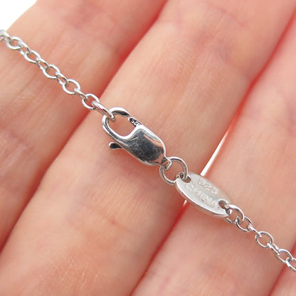 925 Sterling Silver Real Round-Cut Diamond Flower Cable Chain Necklace 20"