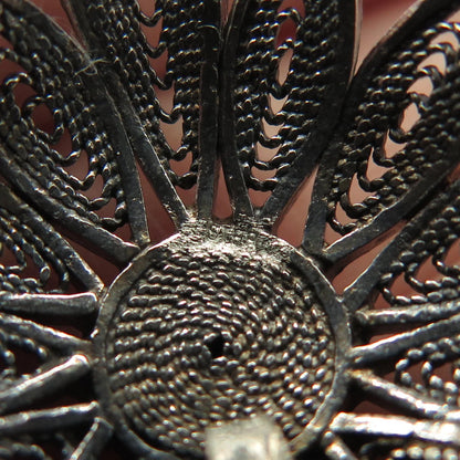 925 Sterling Silver Vintage Filigree Floral Slide Pendant