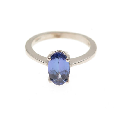 D'Joy 925 Sterling Silver Real Oval-Cut Tanzanite Ring Size 8