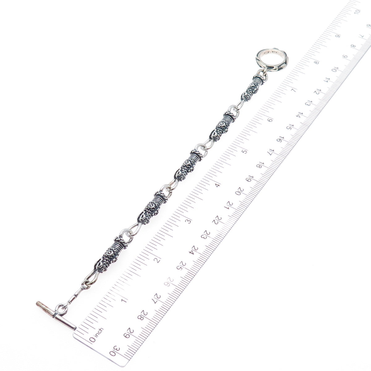 925 Sterling Silver Vintage Mexico Dragon Oxidized Link Bracelet 6.25"