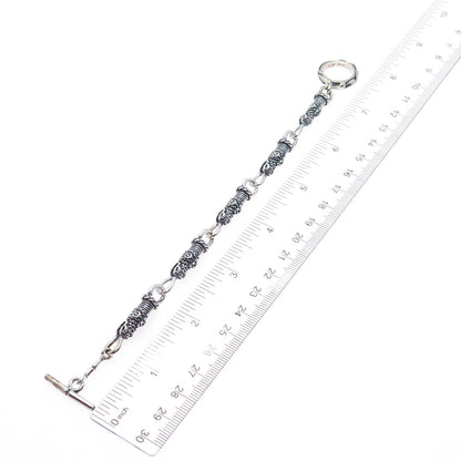 925 Sterling Silver Vintage Mexico Dragon Oxidized Link Bracelet 6.25"