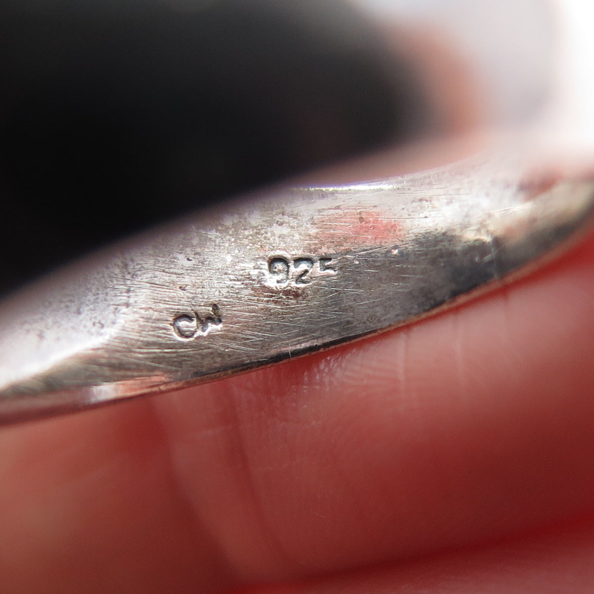 CHARLES WINSTON Sterling Silver Vintage Modernist Heart Oxidized Ring Size 8.75