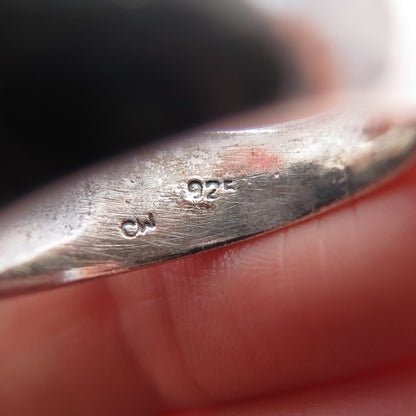 CHARLES WINSTON Sterling Silver Vintage Modernist Heart Oxidized Ring Size 8.75