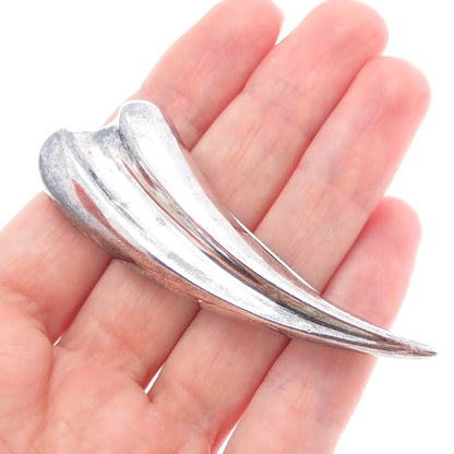 BAYANIHAN 925 Sterling Silver Vintage Modernist Claw Oxidized Pin Brooch