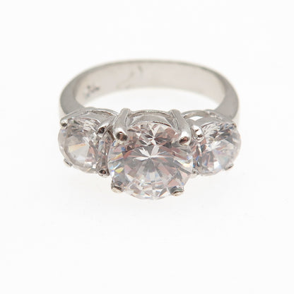 925 Sterling Silver Round-Cut C Z Engagement Ring Size 6.25