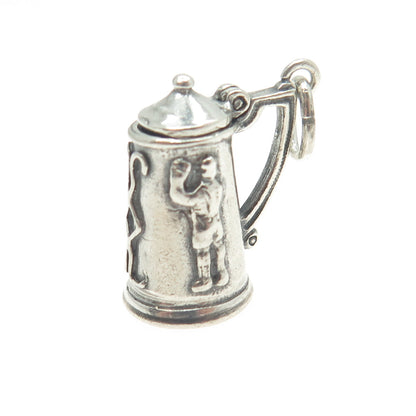 925 Sterling Silver Antique Art Deco Beer Stein Locket Pendant