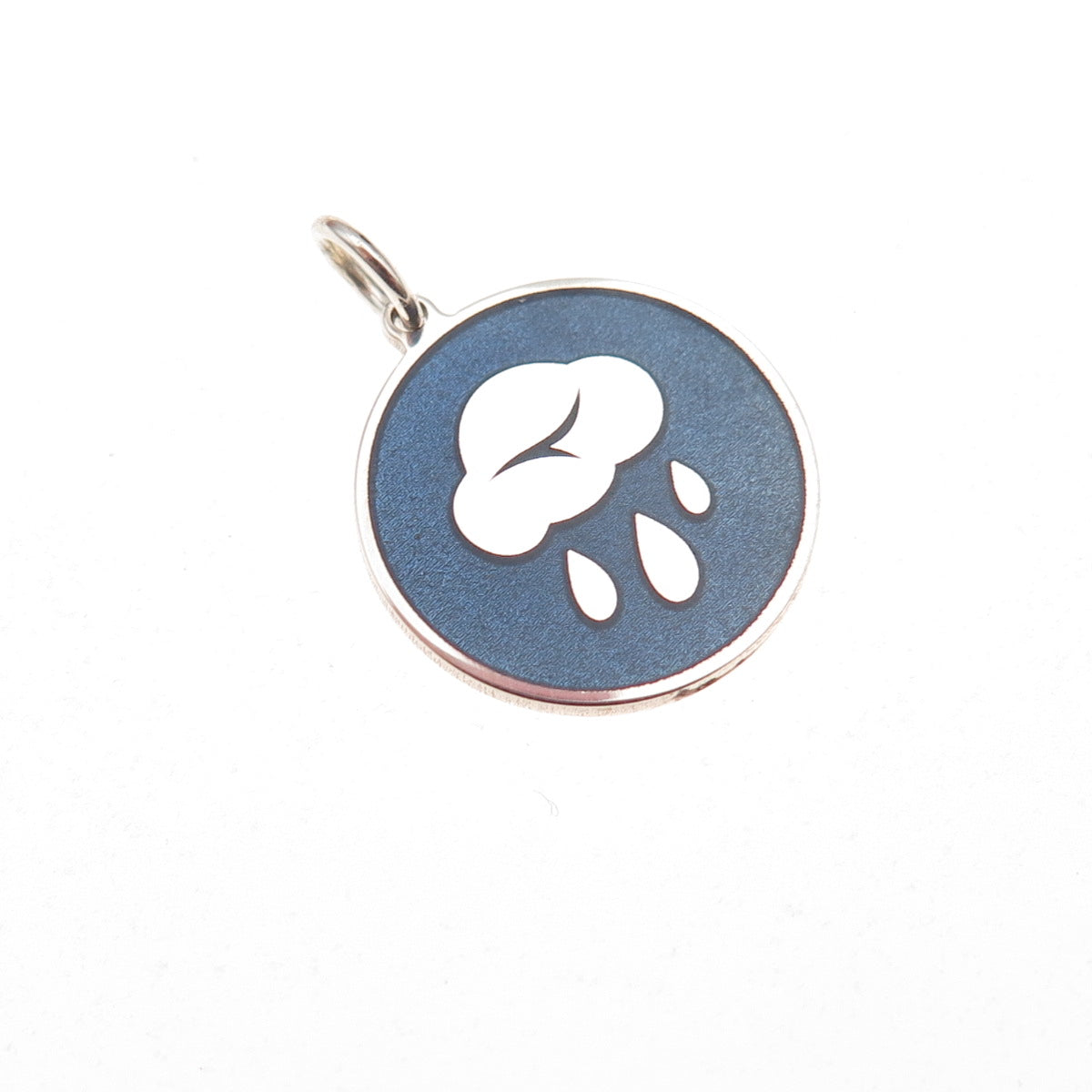 925 Sterling Silver Blue Enamel Rain Cloud Charm Pendant