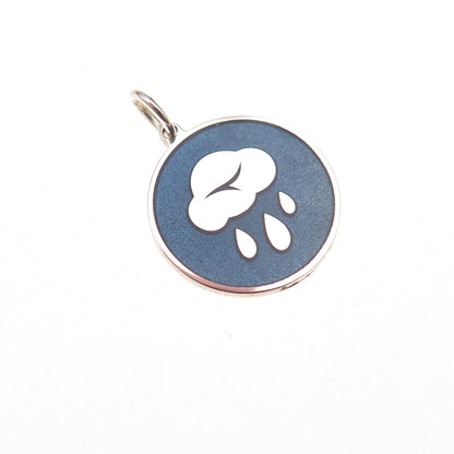 925 Sterling Silver Blue Enamel Rain Cloud Charm Pendant