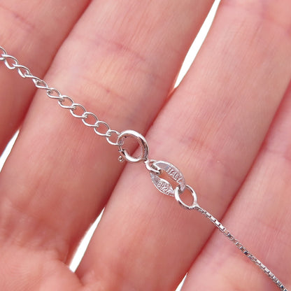925 Sterling Silver Swarovski Pink Crystal Box Chain Necklace 16-18"
