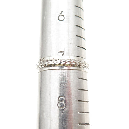 925 Sterling Silver Vintage Mexico Wheat Link Oxidized Band Ring Size 7.25
