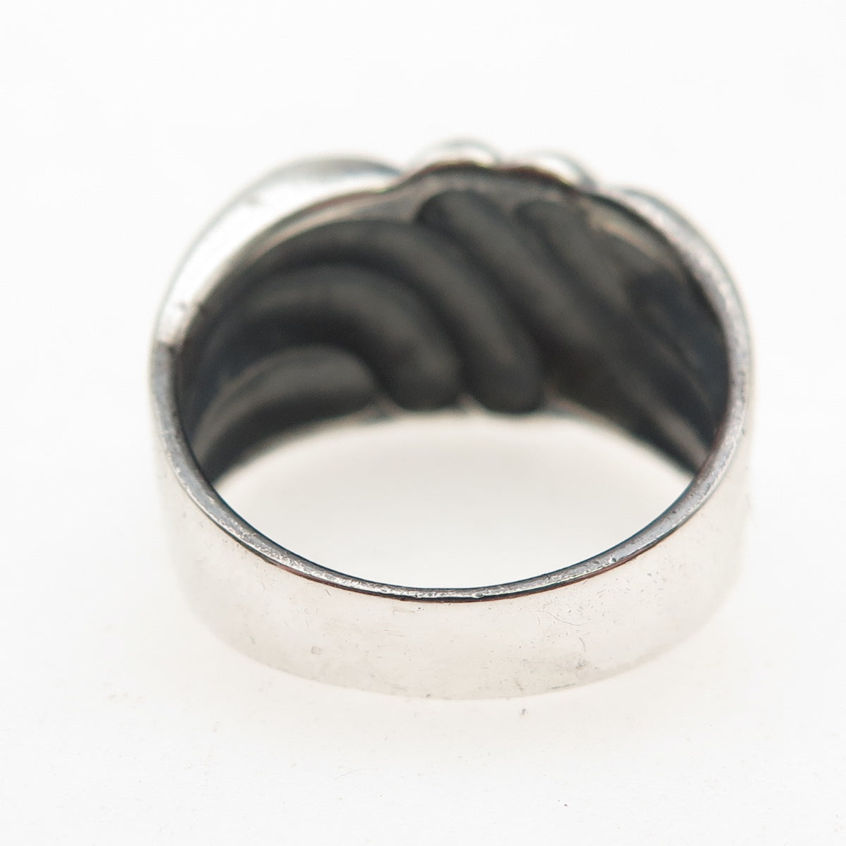 Chapal Zenray Sterling Silver Vintage Modernist Ribbed Oxidized Ring Size 9.25