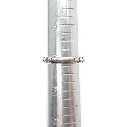 925 Sterling Silver Vintage Enamel Round-Cut C Z Chain Link Band Ring Size 7.25