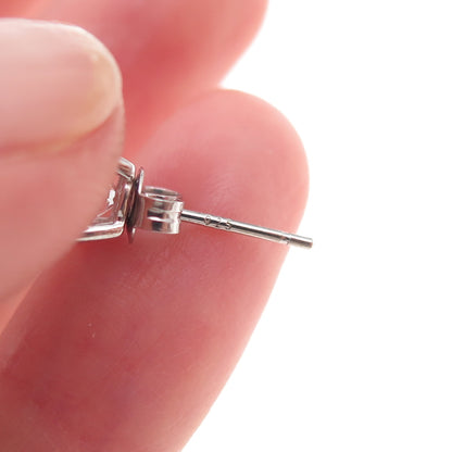 925 Sterling Silver Round-Cut C Z Stud Earrings