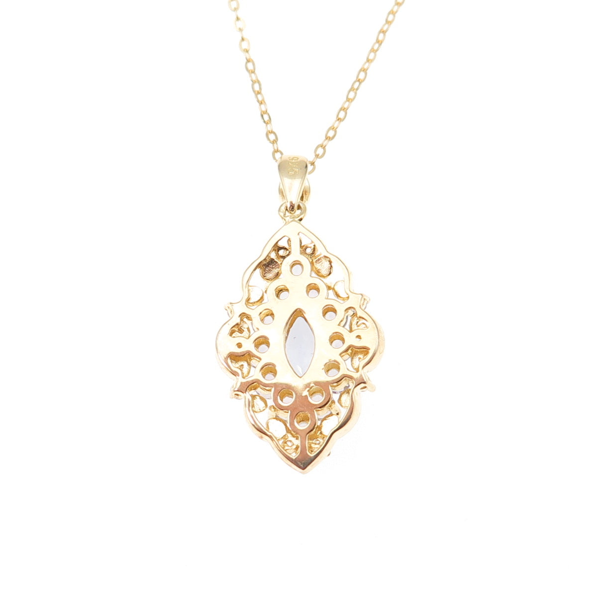 925 Sterling Silver Gold Plated Real Tanzanite Cable Chain Necklace 18"