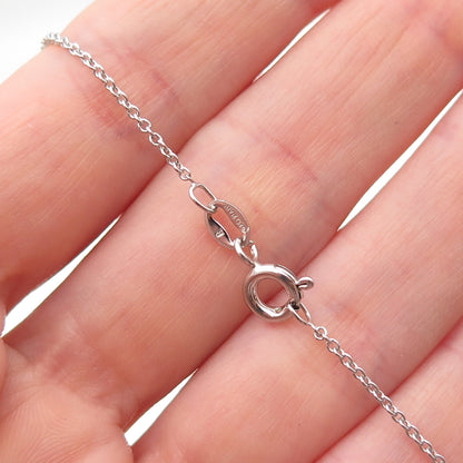 925 Sterling Silver Real Tanzanite & White Topaz Heart Cable Chain Necklace 18"