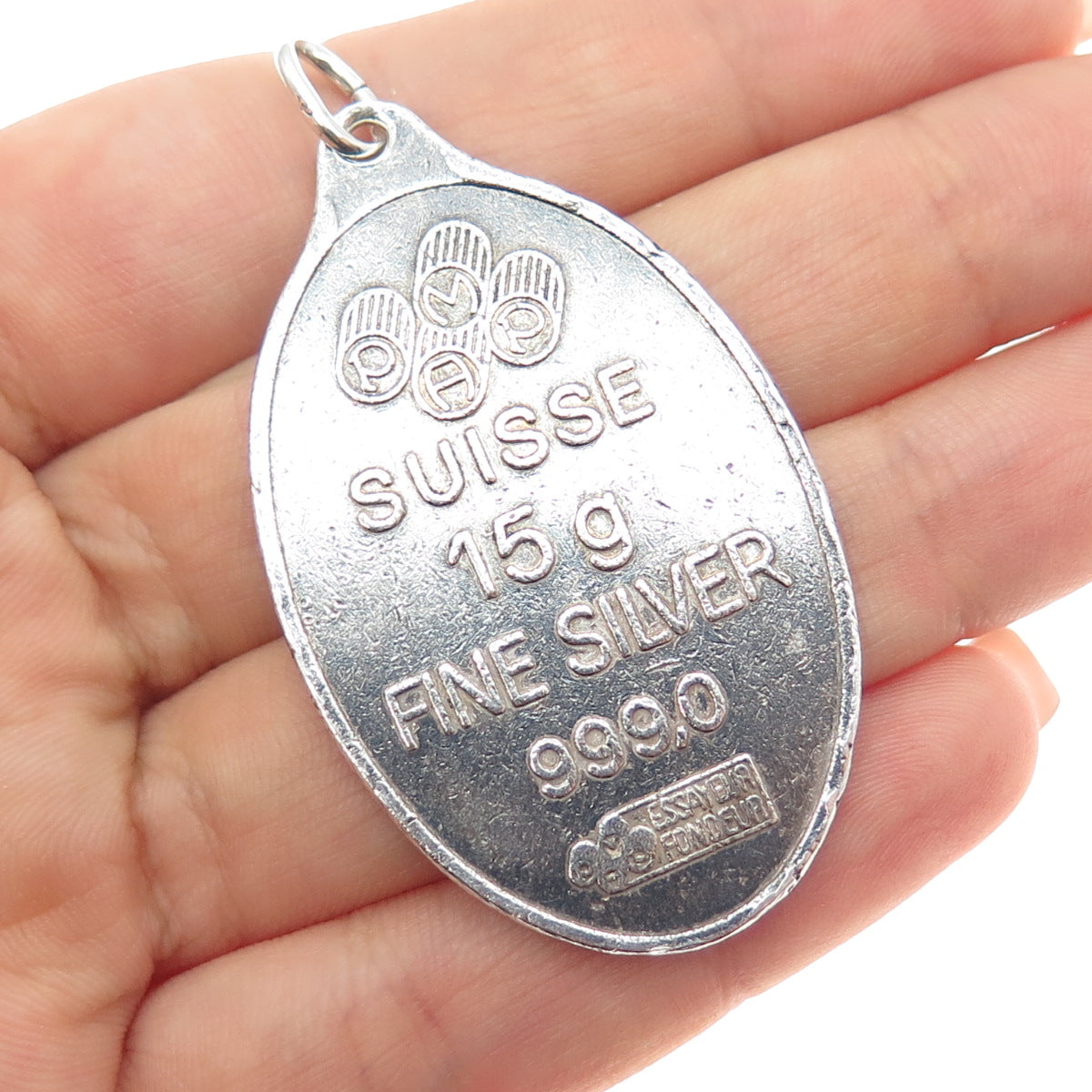 999 Fine Silver Vintage PAMP Suisse Essayeur Fondeur 15.0g Kaaba Mecca Pendant