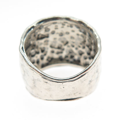 DIDAE 925 Sterling Silver Vintage Israel Hammered Oxidized Ring Size 5.25