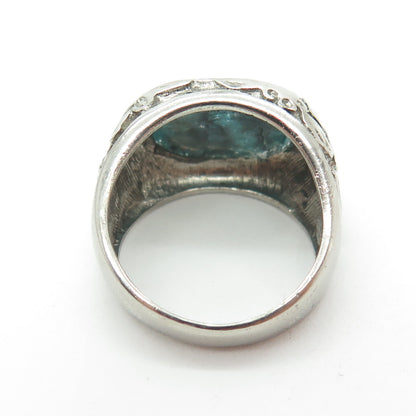 CHATEAU D'ARGENT 925 Sterling Vintage Canada Turquoise Inlay Ring Size 9.25