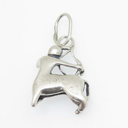 925 Sterling Silver Vintage Sagittarius Zodiac Sing Oxidized Charm Pendant