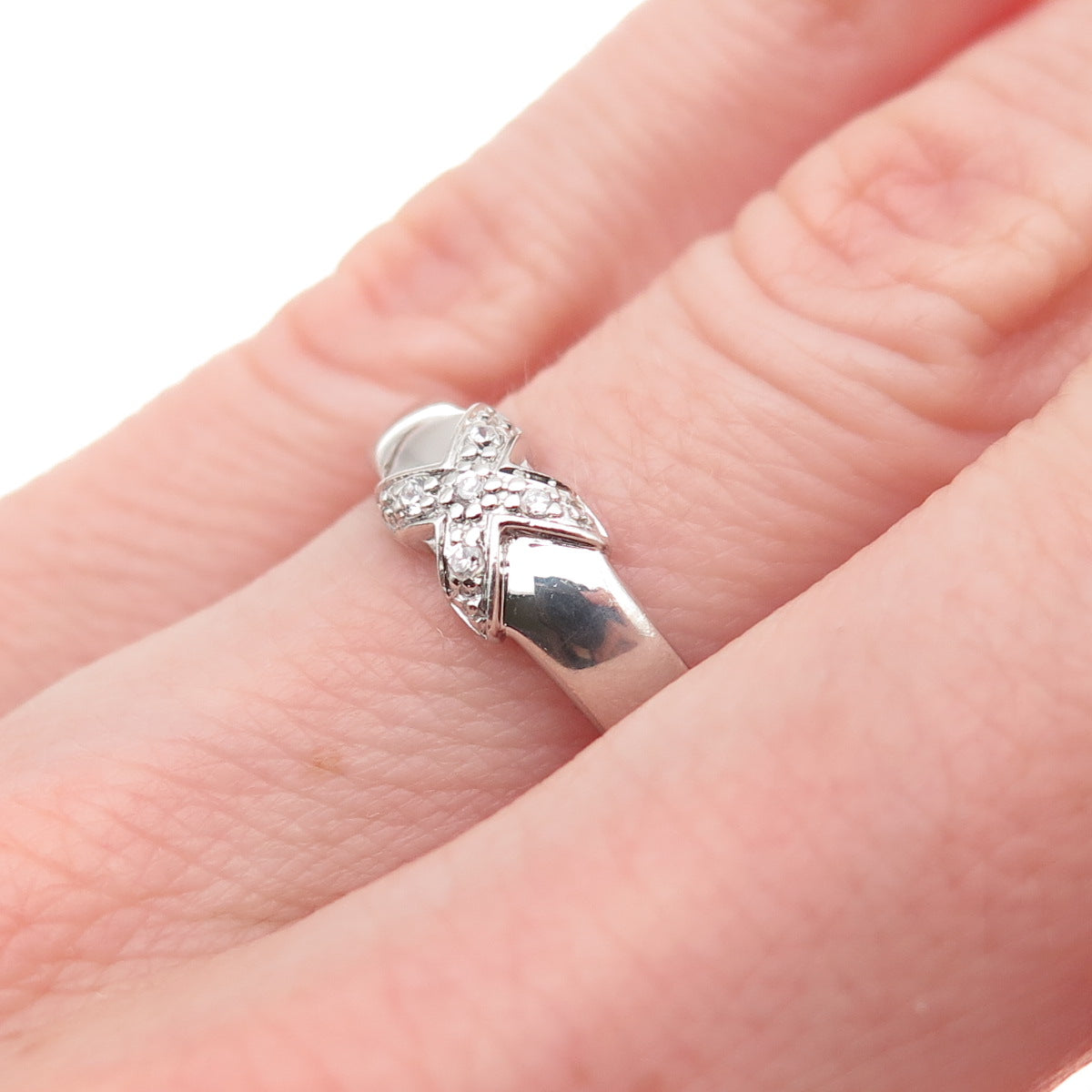 925 Sterling Silver Round-Cut C Z Letter X Initial Ring Size 6