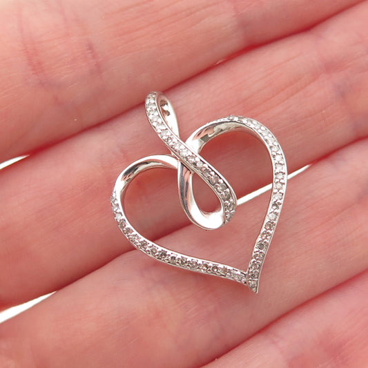 925 Sterling Silver Rose Gold Plated Real Round-Cut Diamond Heart Charm Pendant