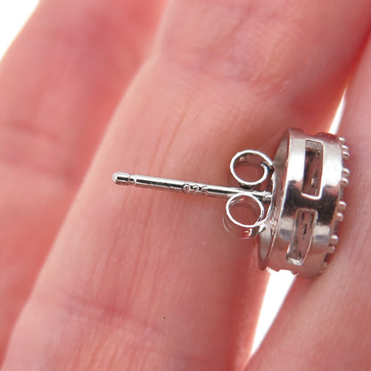 925 Sterling Silver Round-Cut C Z Stud Earrings