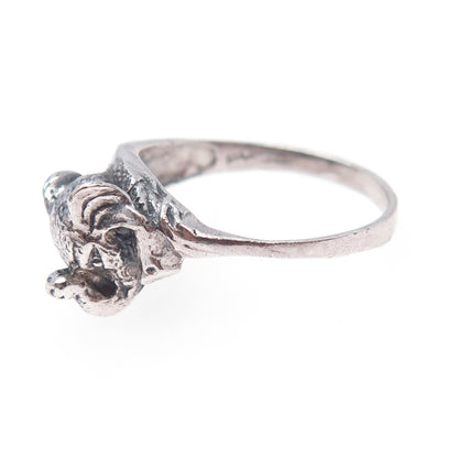 925 Sterling Silver Vintage Elephant Oxidized Ring Size 8.75