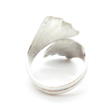 925 Sterling Silver Vintage Striped Overlap Ring Size 7.75