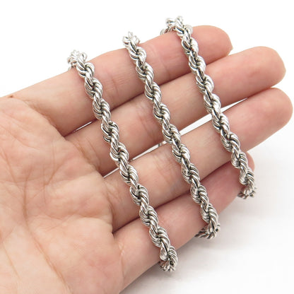 925 Sterling Silver Twisted Rope Chain Necklace 18"