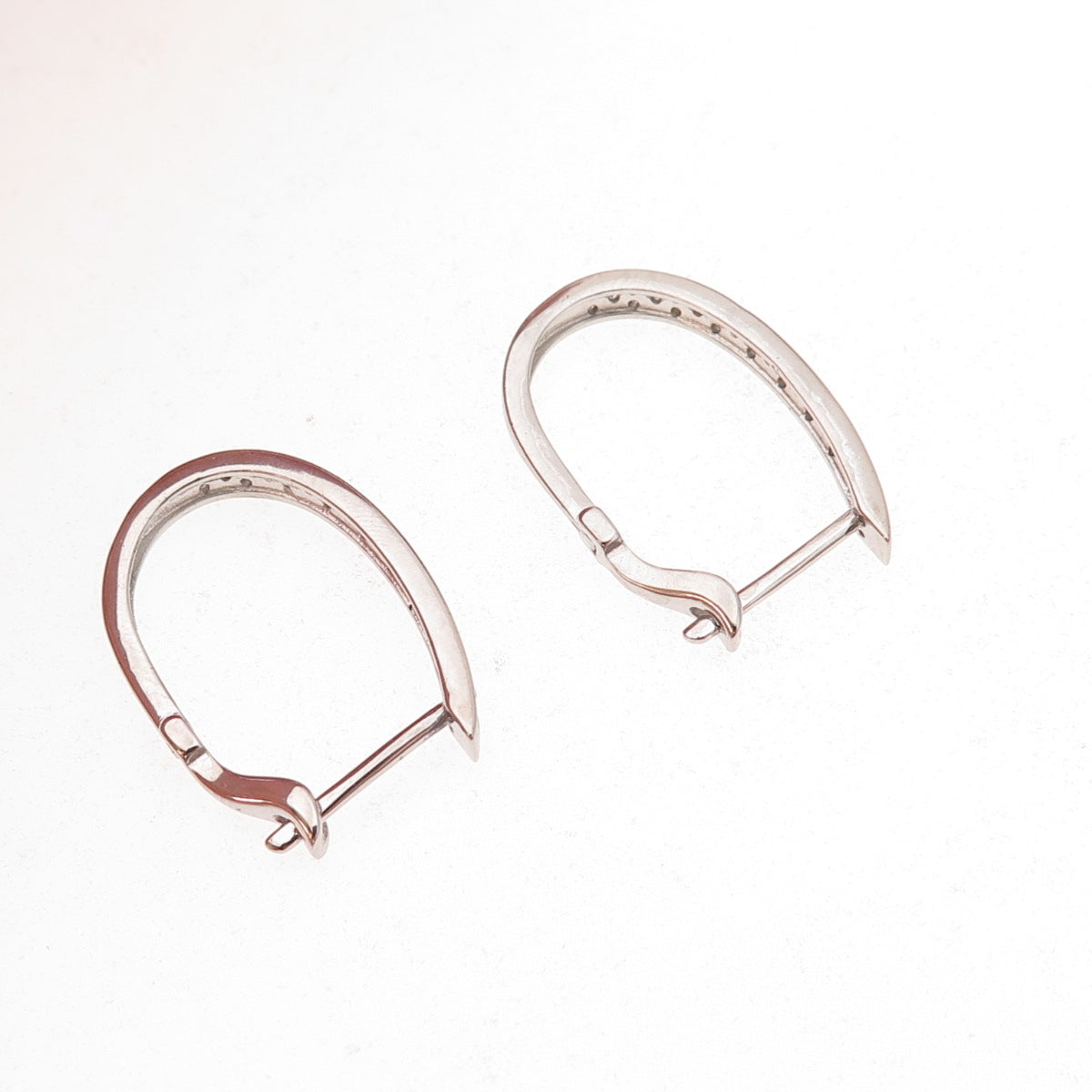Han 925 Sterling Silver Round-Cut C Z Hoop Earrings