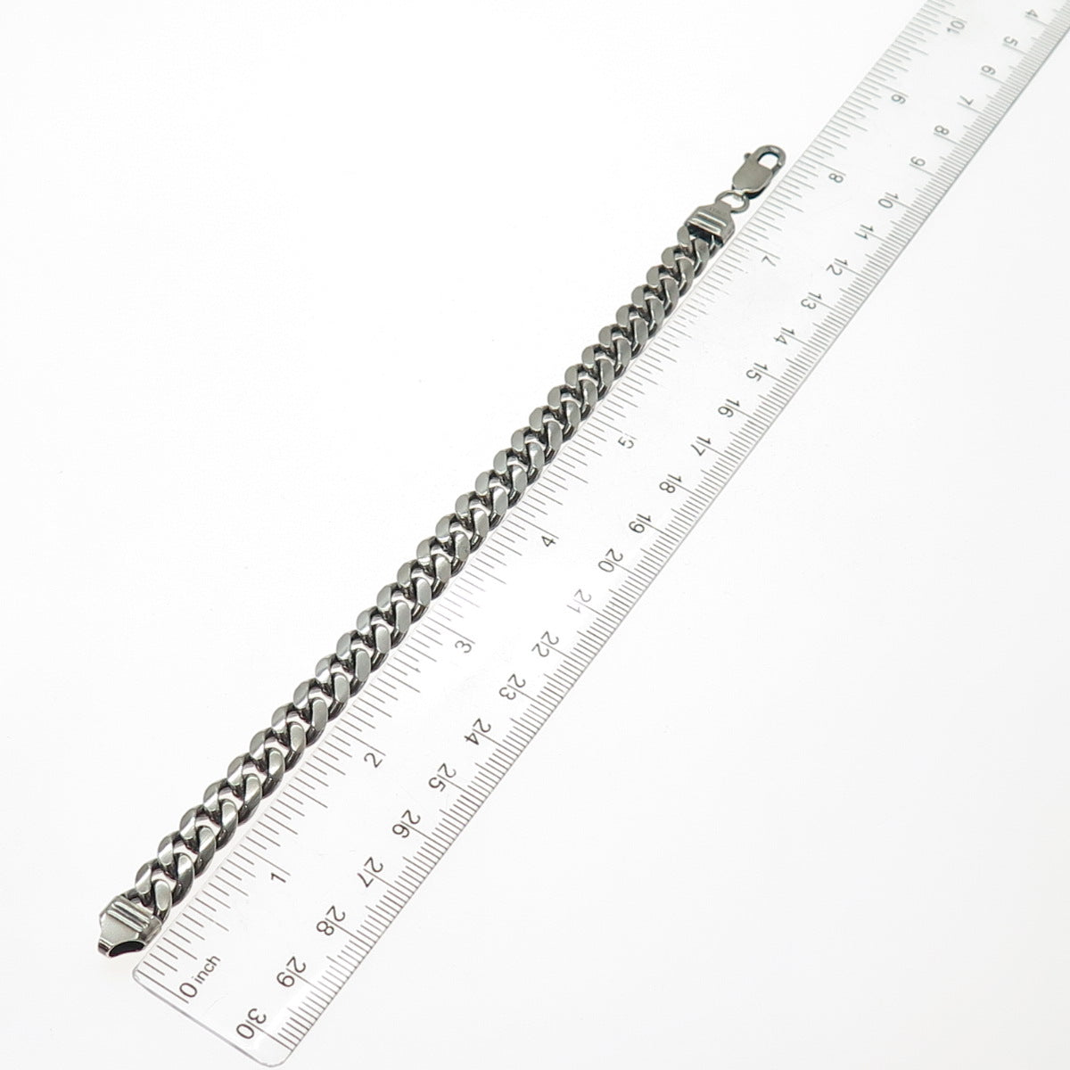 925 Sterling Silver Vintage Italy Cuban Link Oxidized Bracelet 7.75"