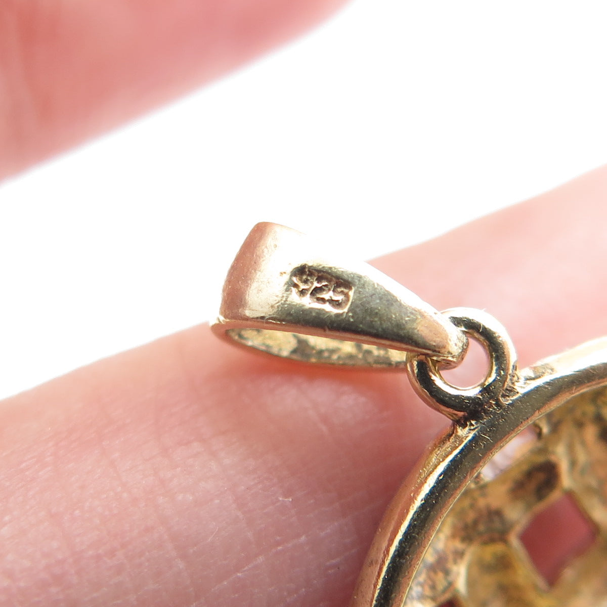 925 Sterling Silver 2-Tone Vintage Woven Charm Pendant