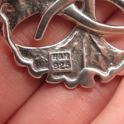 925 Sterling Silver Vintage Hamilton & Hamilton Lily Floral Pin Brooch