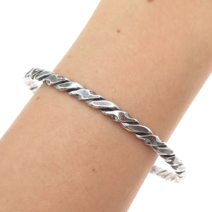 925 Sterling Silver Vintage Twisted Bangle Oxidized Bracelet 8.5"
