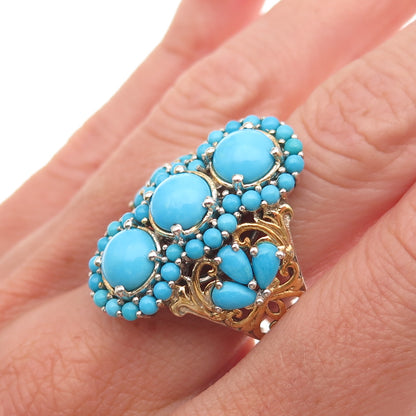 Chuck Clemency 925 Sterling 2-Tone Real Sleeping Beauty Turquoise Ring Size 8.25