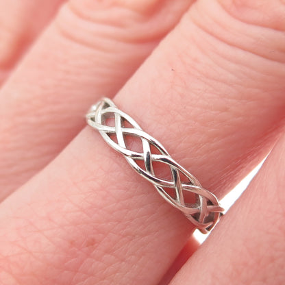 925 Sterling Silver Vintage Woven Band Ring Size 7