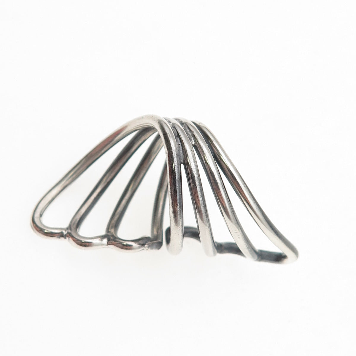 925 Sterling Silver Vintage Mexico Angel Wings Oxidized Adjustable Ring Size 5