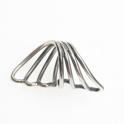 925 Sterling Silver Vintage Mexico Angel Wings Oxidized Adjustable Ring Size 5