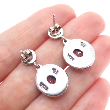 DOUG PAULUS 925 Sterling Silver Vintage Real Amethyst Oxidized Dangle Earrings